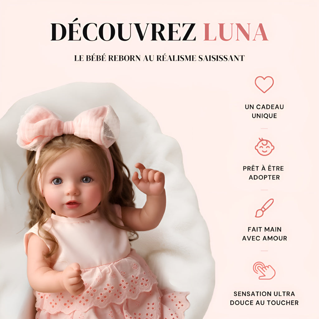 Bébé reborn fille Luna – Yeux bleus réalistes