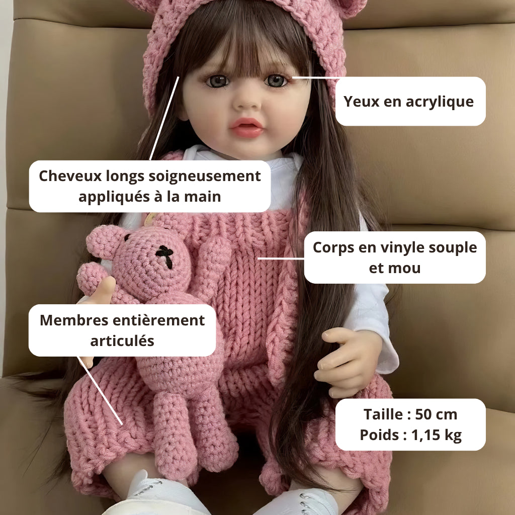 Bébé reborn fille Nina – Peau en vinyle douce et souple