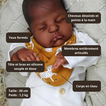 Bébé reborn garçon Rémi – Réaliste, cheveux peints à la main
